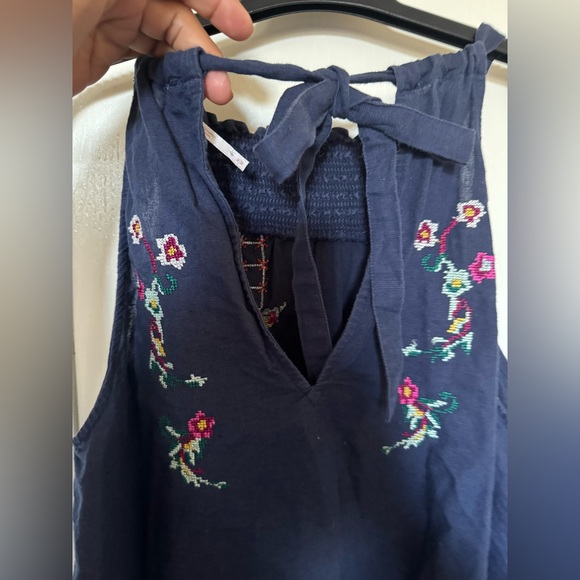 Free People Navy Floral Embroidered Tank - Picture 3 of 8